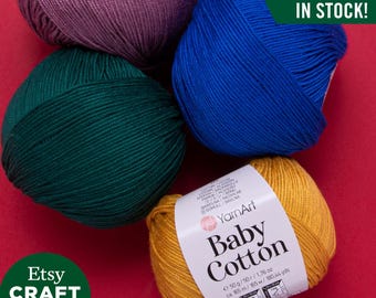 YARNART BABY COTTON - Knitting Yarn, Baby Yarn, Summer Yarn, Amigurumi Yarn, Jeans Yarn, Soft Yarn, 50% Cotton Yarn, 1.76 Oz, 180.44 Yds