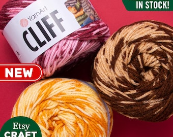 YarnArt Cliff：ウール混紡のセルフパターンマルチカラーヤーン編み物かぎ針編みソフト冬物