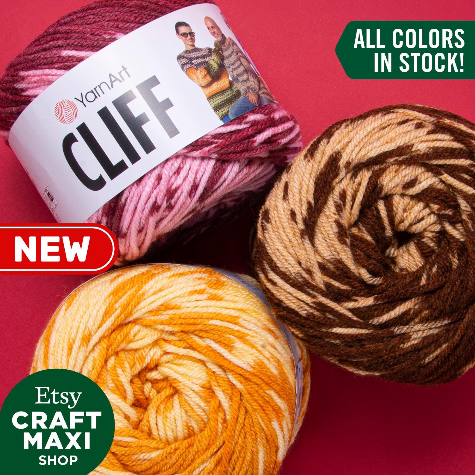 Yarnart Cliff: Wool Blend Selfpatterned Multicolor Yarn Knitting