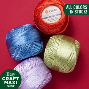 YARNART TULIP - Filato di pizzo scintillante, filo per uncinetto in microfibra al 100%, filo di pizzo, filato estivo, filo per ricamo, 1,76 once, 273,40 iarde