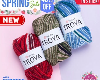 YARNART TROYA - Knitting Yarn, Wool Yarn, Gradient Yarn, Sweater Yarn, Winter Yarn, Acrylic Yarn, 3.52 Oz, 273.40 Yds