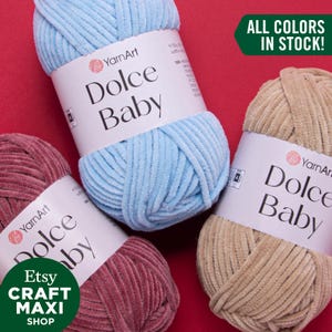 YARNART DOLCE BABY - Velvet Knitting Yarn, Baby Yarn, Amigurumi Yarn, Velvet Yarn, Soft Yarn, Blanket Yarn, Plush Yarn, 1.76 Oz, 92.96 Yds