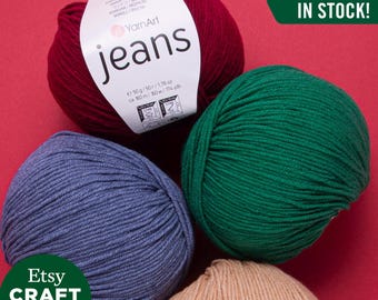 YARNART JEANS - Knitting Yarn, Baby Yarn, Amigurumi Yarn, AntiPilling, Blanket Yarn, Acrylic Yarn, Cotton Yarn, 55% Cotton, 1.76 Oz, 174 Yds