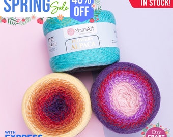 YARNART FLOWERS ALPACA - Multicolor Knitting Yarn, Wool Yarn, Cake Yarn, Crocheting, Shawl Yarn, 20% Alpaca, Acrylic, 8.80 Oz, 1027.98 Yds