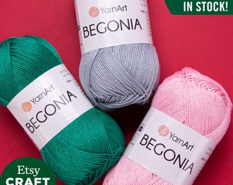 YarnArt Begonia: 100% Mercerized Cotton Fine Accessory Yarn Knitting Crocheting Summer Garments