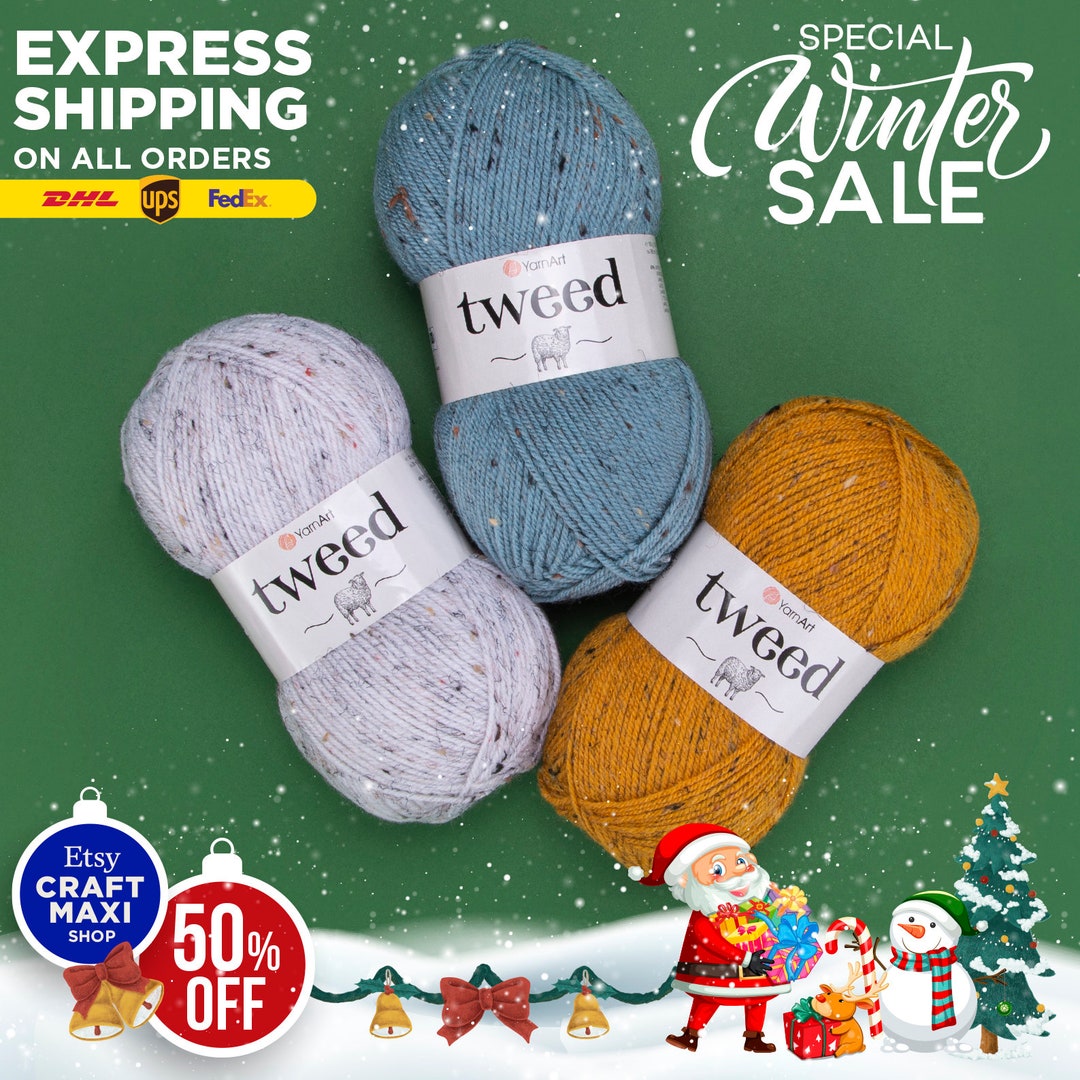YARNART TWEED Knitting Yarn, Wool Blend Yarn, Winter Yarn, Cardigan