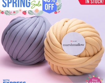 YARNART MARSHMALLOW - Knot Cushion Cord, Jumbo Arm Knitting Yarn, Home Decoration Accessory Cord, Pillow Yarn, Throw, 26.40 Oz, 32.81 Yds