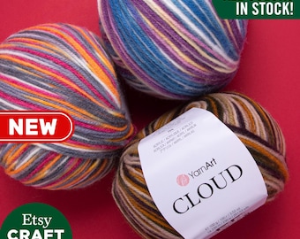 YarnArt Cloud: ウール混紡のセルフパターンマルチカラーヤーン編み物かぎ針編みソフト冬物