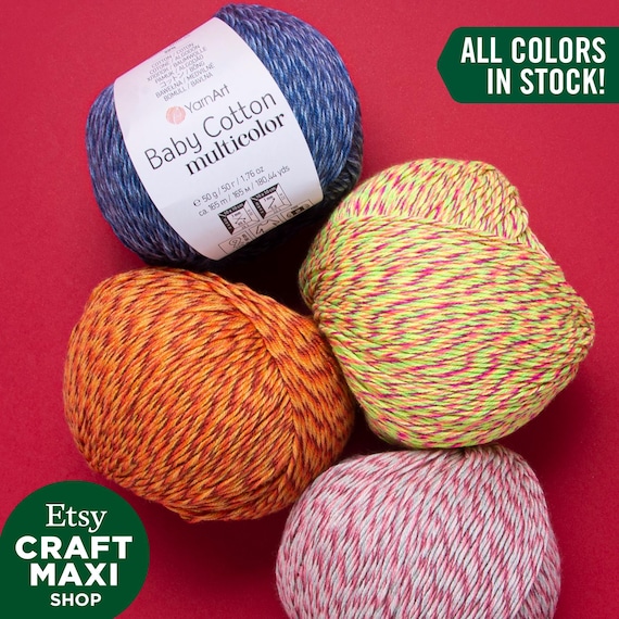 YarnArt Baby Cotton Multicolor: Variegated Soft Amigurumi Yarn Knitting Crocheting Summer Garments 50% Cotton