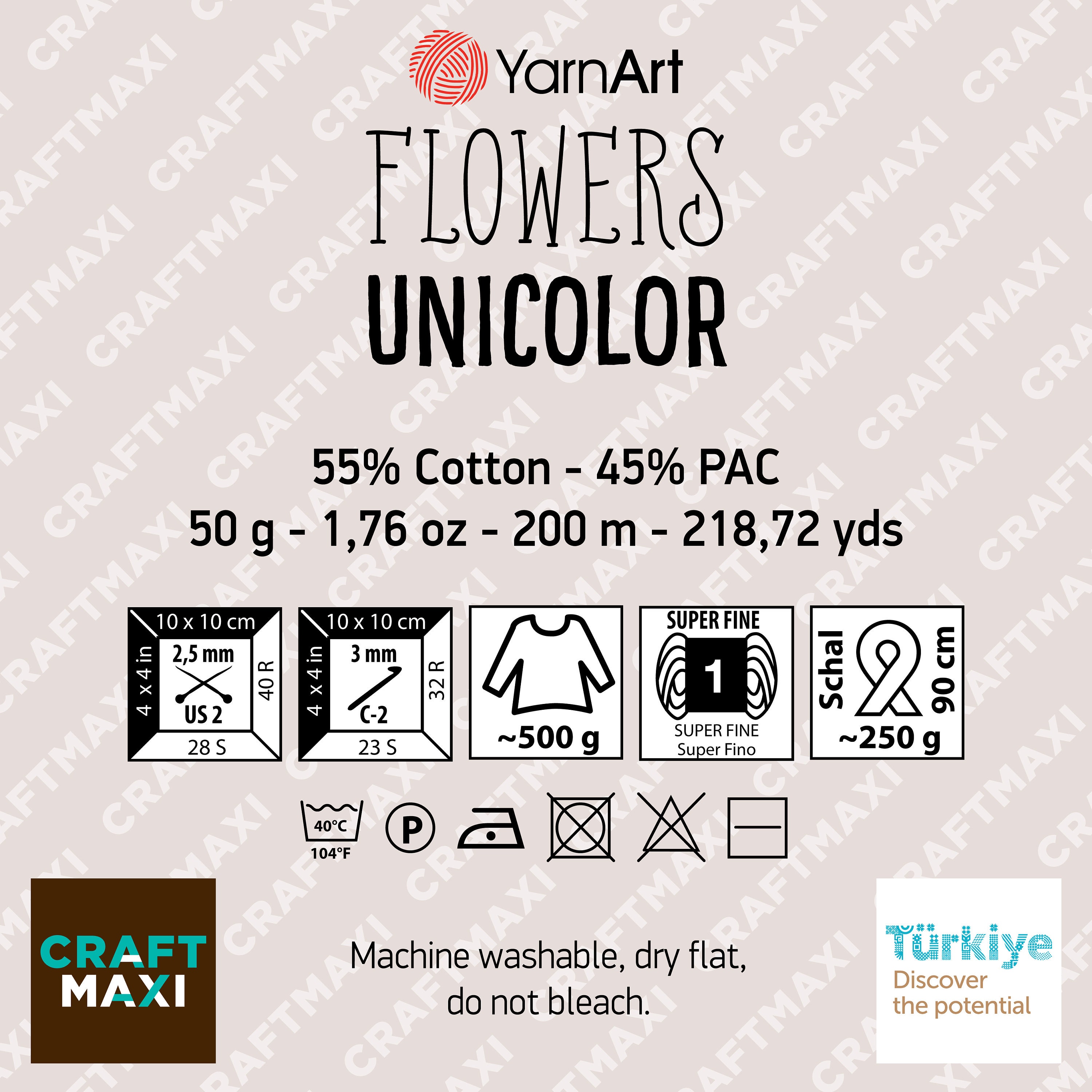 Yarnart Flowers Unicolor - Knitting Yarn Red - 738