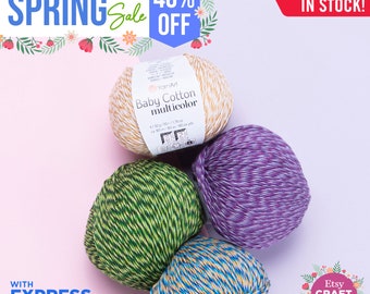 Yarnart BABY COTTON MULTICOLOR - Knitting Yarn, Baby Yarn, Summer Yarn, Amigurumi Yarn, Jeans Yarn, 50% Cotton Yarn, 1.76 Oz, 180.44 Yds