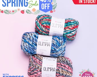 YARNART OLIMPIA - Multicolor Knitting Yarn, Wool Yarn, Acrylic, Super Bulky, Chunky, Sweater Yarn, Winter Yarn, 3.52 Oz, 109.36 Yds