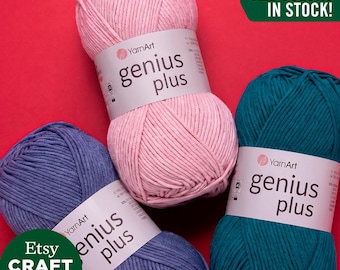 YarnArt GENIUS Plus：柔らかいあみぐるみベビーブランケット用毛糸、編み物、かぎ針編み、夏物衣料用、綿55％