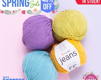YARNART JEANS - Knitting Yarn, Baby Yarn, Amigurumi Yarn, AntiPilling, Blanket Yarn, Acrylic Yarn, Cotton Yarn, 55% Cotton, 1.76 Oz, 174 Yds