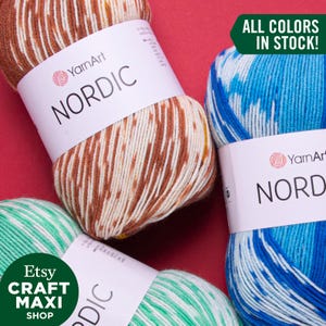 YARNART NORDIC - Filato per maglieria multicolore, 20% lana, filato per maglione, DK, filato di lana, filato sfumato, filato automotivo, 5,28 oz, 557,74 iarde