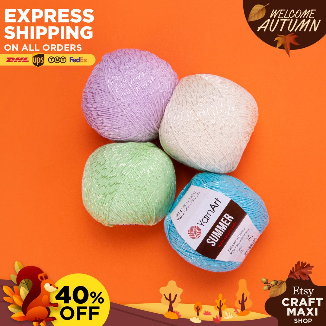 YARNART SUMMER Sparkly Knitting Yarn Glittery Crochet Yarn Etsy