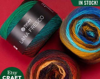 YarnArt Lana Fresco: 100%ウール マルチカラー ソフトケーキヤーン 編み物 かぎ針編み ユニークな冬物