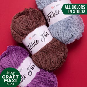 YARNART FABLE FUR - Velvet Knitting Yarn, Baby Yarn, Amigurumi Yarn, Blanket Yarn, Plush Yarn, 100% MicroPolyester, 3.52 Oz, 109.36 Yds