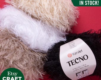 YarnArt tecno: Kunstpelz Wimpern Garn pelzigen Faden Stricken Häkeln Weiche, flauschige Kleidungsstücke