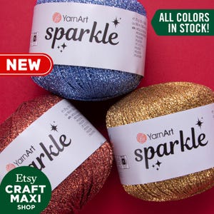 YARNART SPARKLE - Glittery Knitting Yarn, Shiny Lace Yarn, Metallic Polyester Yarn, Crochet Yarn, Summer Yarn, 0.18 Oz, 174.98 Yds