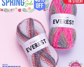 YARNART EVEREST - Multicolor Knitting Yarn, Wool Yarn, Winter Yarn, Soft Yarn, Sweater Yarn, Crocheting Yarn, 30% Wool, 7.04 Oz, 349.95 Yds