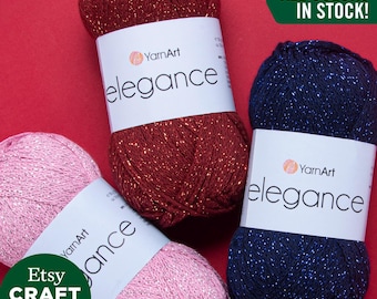YarnArt Elegance: Glittery Metallic Shiny Yarn Knitting Crocheting Summer Garments 88% Cotton