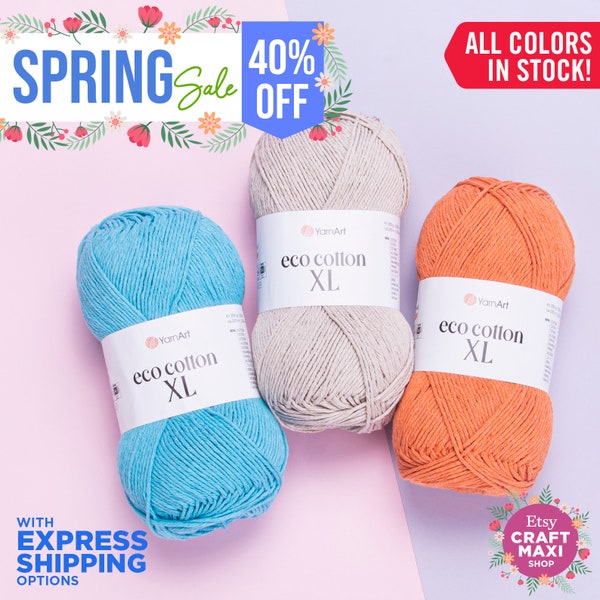 Yarnart ECO COTTON XL - Knitting Yarn, 80% Cotton Yarn, Summer Yarn, Crocheting, Amigurumi Yarn, Organic Yarn, Baby Yarn, 7.04 Oz, 240.59 Y
