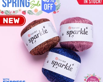 YARNART SPARKLE - Glittery Knitting Yarn, Shiny Lace Yarn, Metallic Polyester Yarn, Crochet Yarn, Summer Yarn, 0.18 Oz, 174.98 Yds