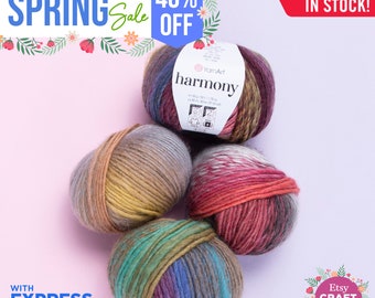 YARNART HARMONY - Knitting Yarn, 60% Wool, Sweater Yarn, Winter Yarn, Bulky Yarn, Chunky Yarn, Wool Yarn, Acrylic Yarn, 1.76 Oz, 87.49 Yds