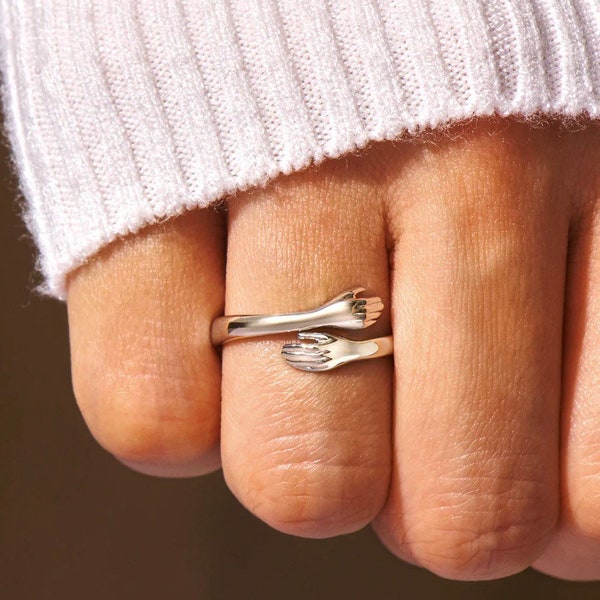Mother and Daughter Ring,Friendship Hug Ring,Couple Hug Ring, Creative Love Ring, Adjustable Thumb Ring, Gold Hug Ring, Silver Hug Ring