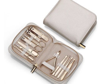 12 Piece Stainless Steel Gold Hand and Foot Nail Kit, Personalized Gold Manicure Set, Pedicure Set, Self Care Set, Spa Set, Ladies Manicure