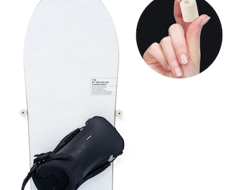 4 [White Rubbers] Snowboard Wall Mount Rack,  Snow Display, Floating Hanger, Minimalist Hook Holder, Durable Gear Storage - US Tariffs Free