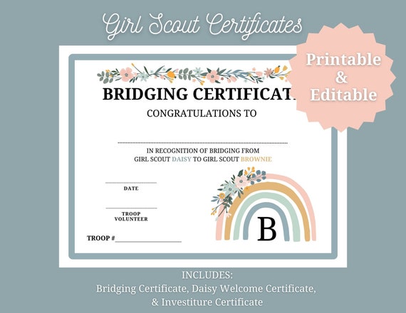 Girl Scout Certificates - Etsy