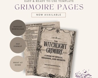 Afdrukbare spreukenpagina's hekserij ~ Book of Shadows PDF ~ Grimoire Kit voor beginners ~ Digital Witch Journal ~ Maan magische spreuken