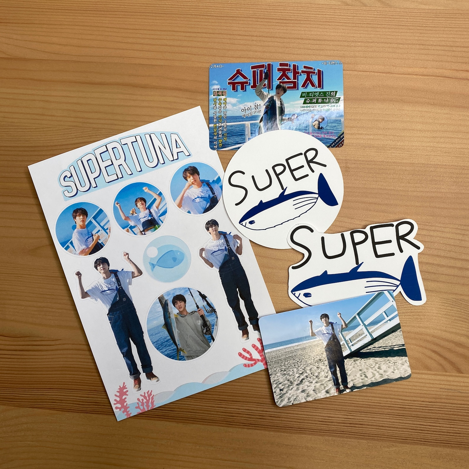 Jin super Tuna Sticker and Photocard Pack Kim Seokjin Etsy