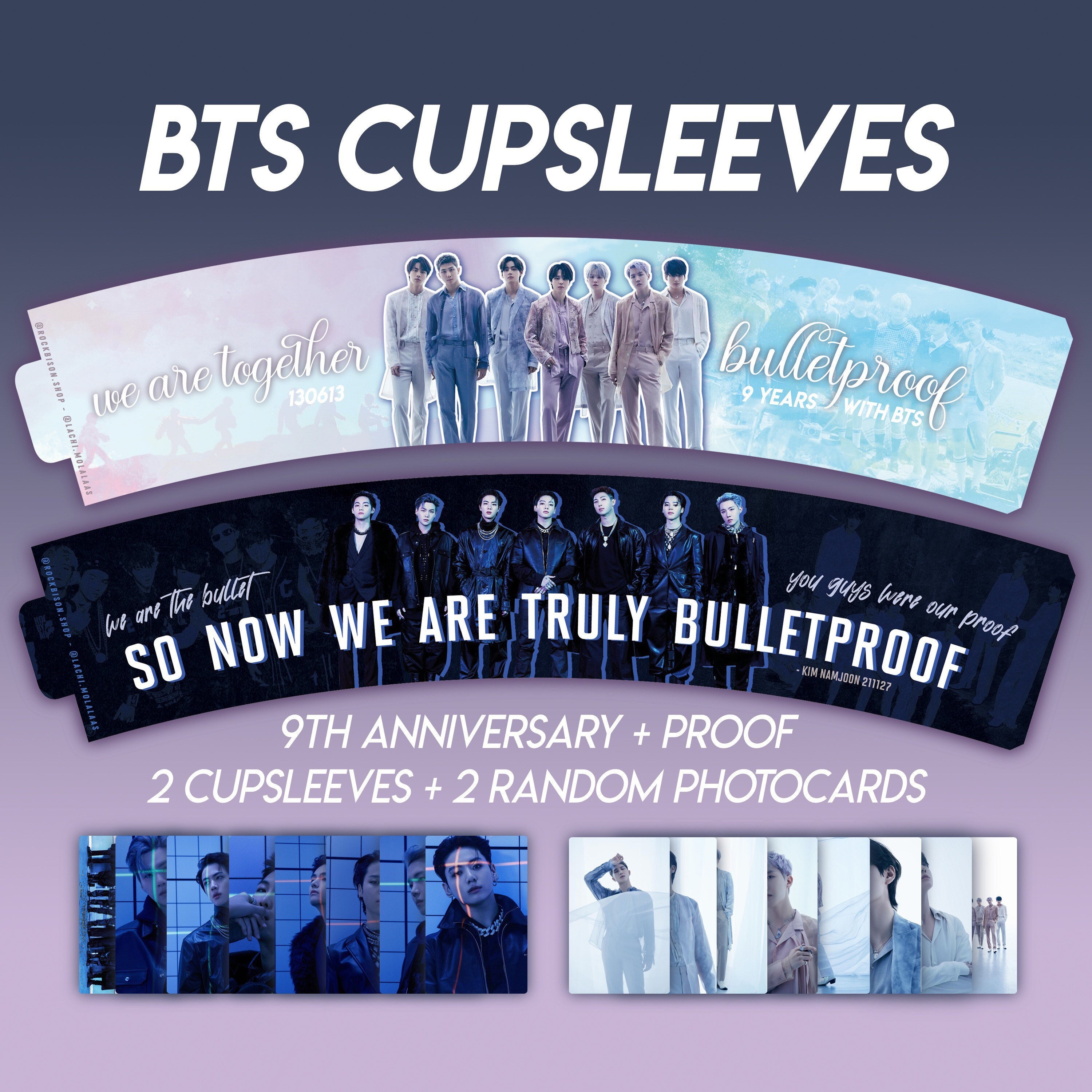 BTS 'proof' + 9th Anniversary Cupsleeve - RM, Namjoon, Jin, Suga