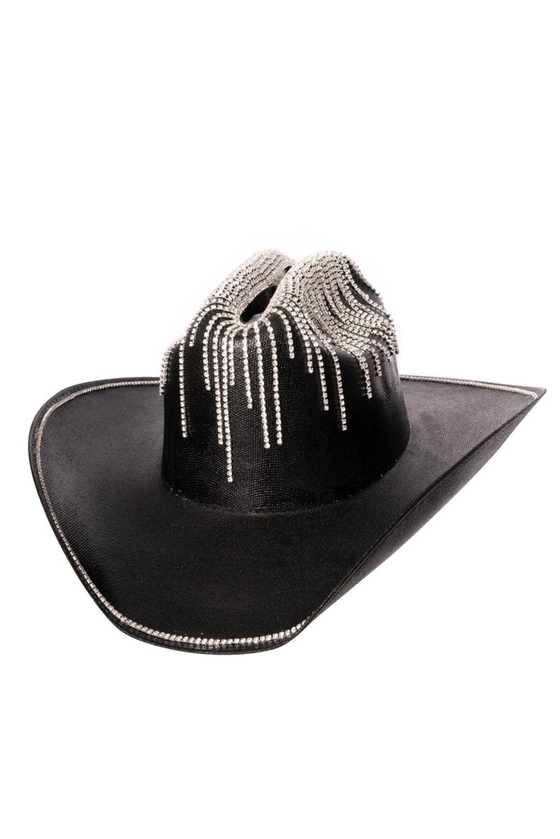 Eclipse Black Cowboy Hat Sparkly Crystal Details Etsy