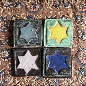 Tile &quot;Arabian Star Blue&quot; handmade ceramic tile made of red clay fired and glazed