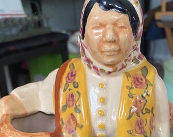 Vintage Brayton Laguna California Pottery MCM Lady with Baskets Vase Planter Rare