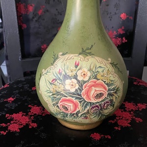 Antique 19th Century French Flowers handpainted Decor Vase