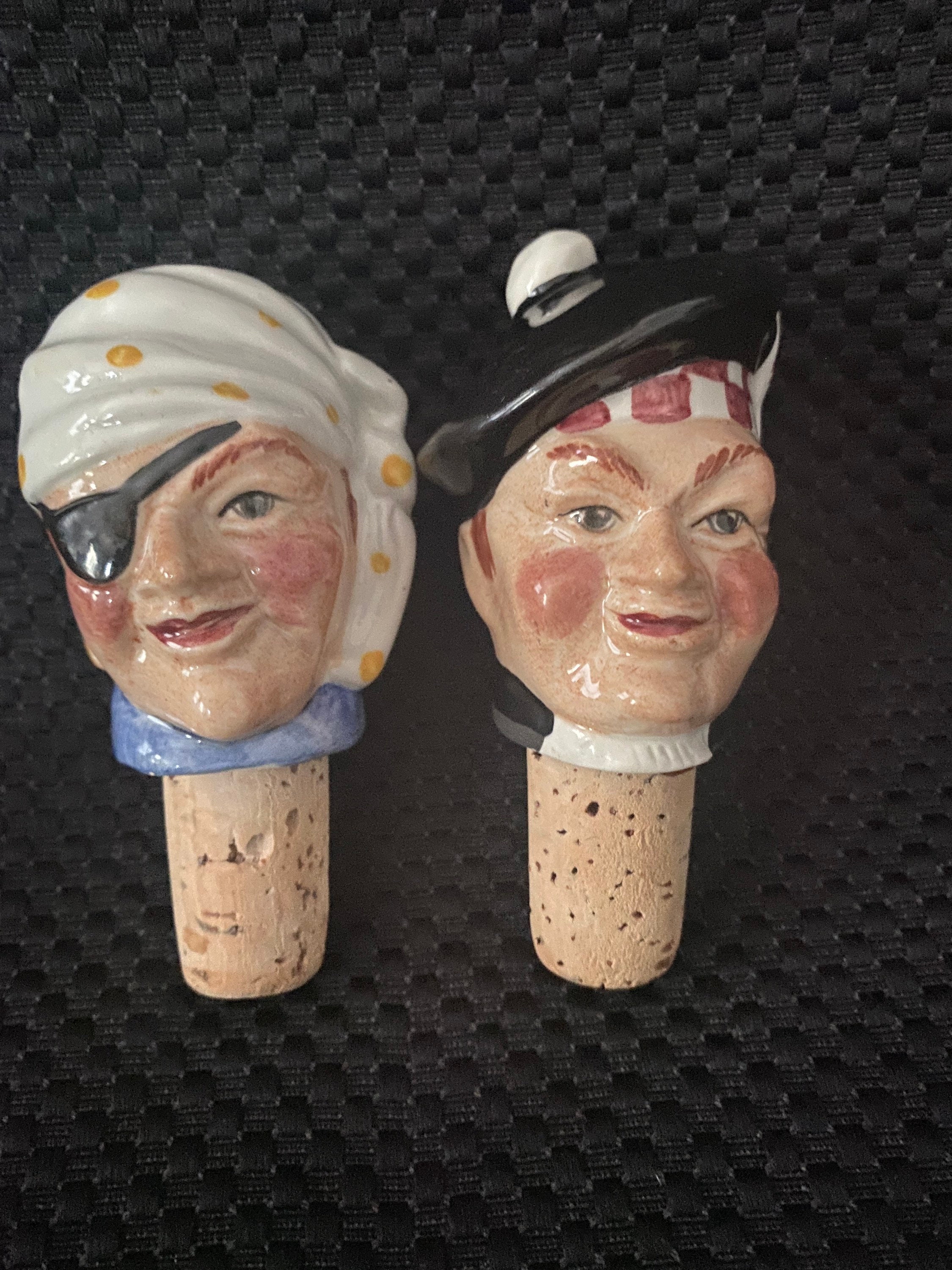 Vintage Ceramic Decanter Cork Bottle Stoppers Toby Like Pirate and