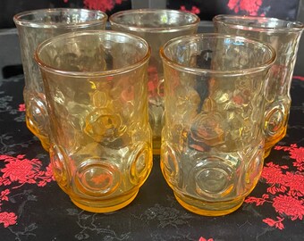 Vintage Anchor Hocking Heritage Hill Honey Gold Juice glass 6 oz. 4” Tall Set of 5