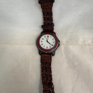 Vintage Victorinox Swiss Army Marlboro Adventure Team Watch, Red Bezel, Leather Band image 12