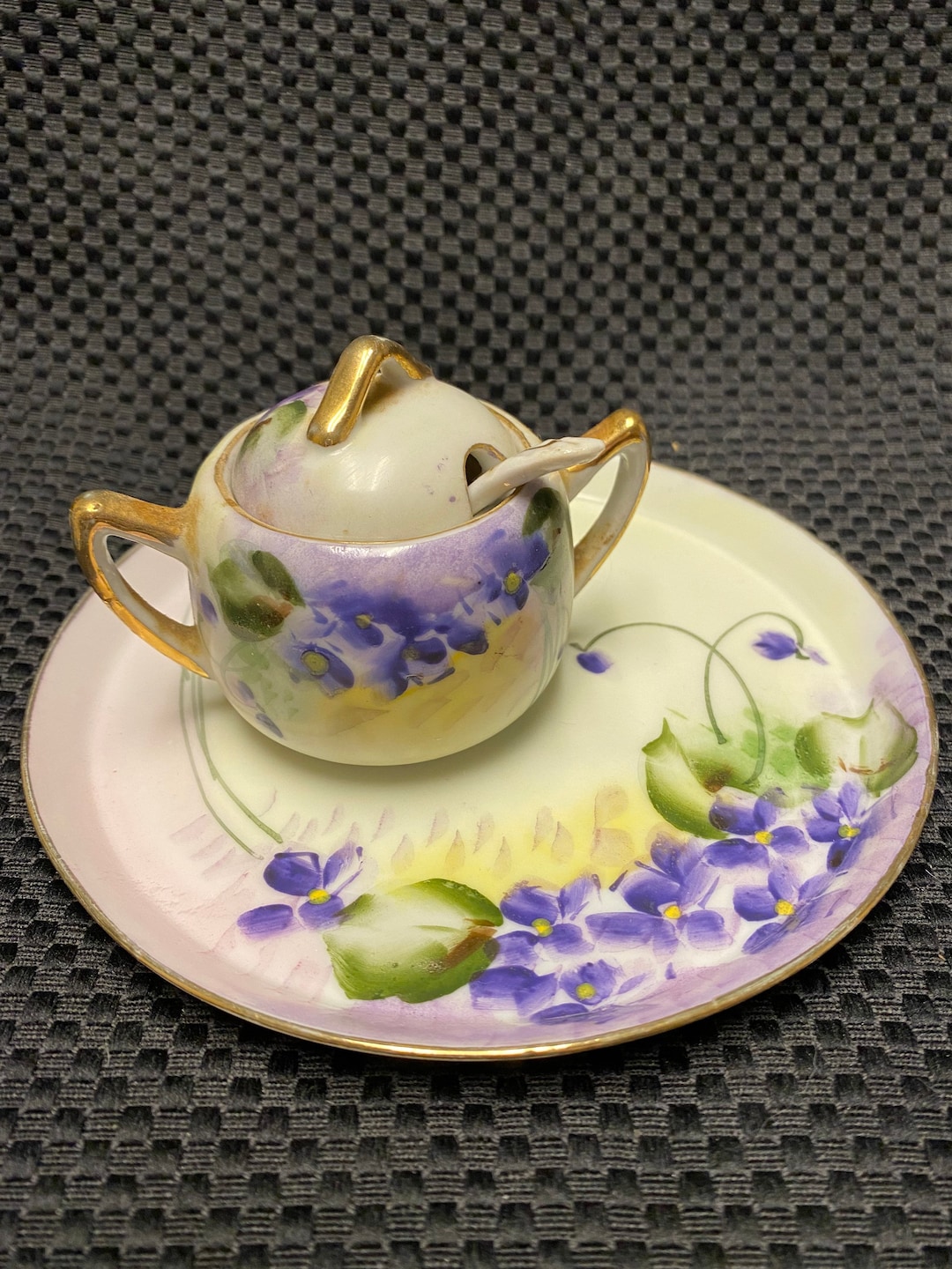 Vintage Nippon China Plate With Sugar Bowl and Little Ladel Etsy