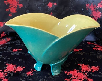 Vintage Roseville Mayfair Green Vase: 1954 Art Deco Decor