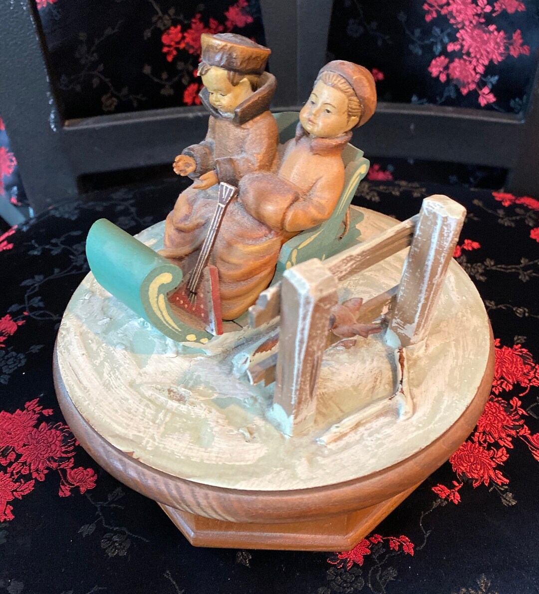 Vintage Wood Anri Music Box laras Theme Children Sled Guitar Etsy
