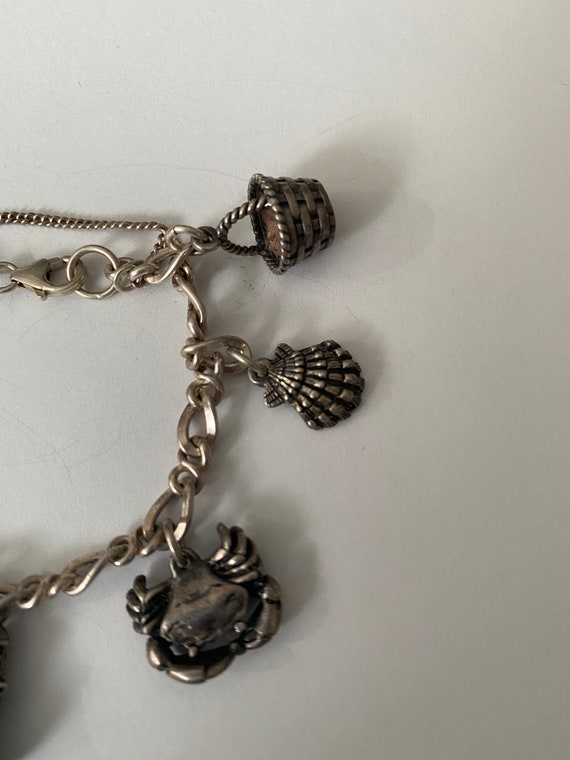 Vintage 925 sterling silver charm bracelet with n… - image 4