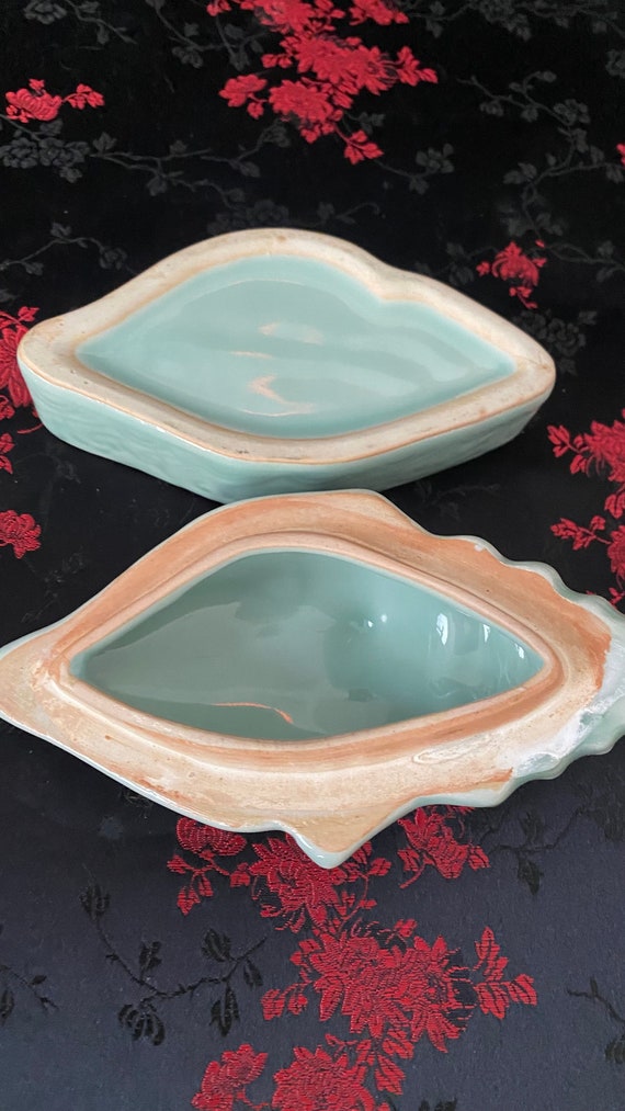 Vintage Ceramic Conch Sea Shell Trinket Box 3D li… - image 5
