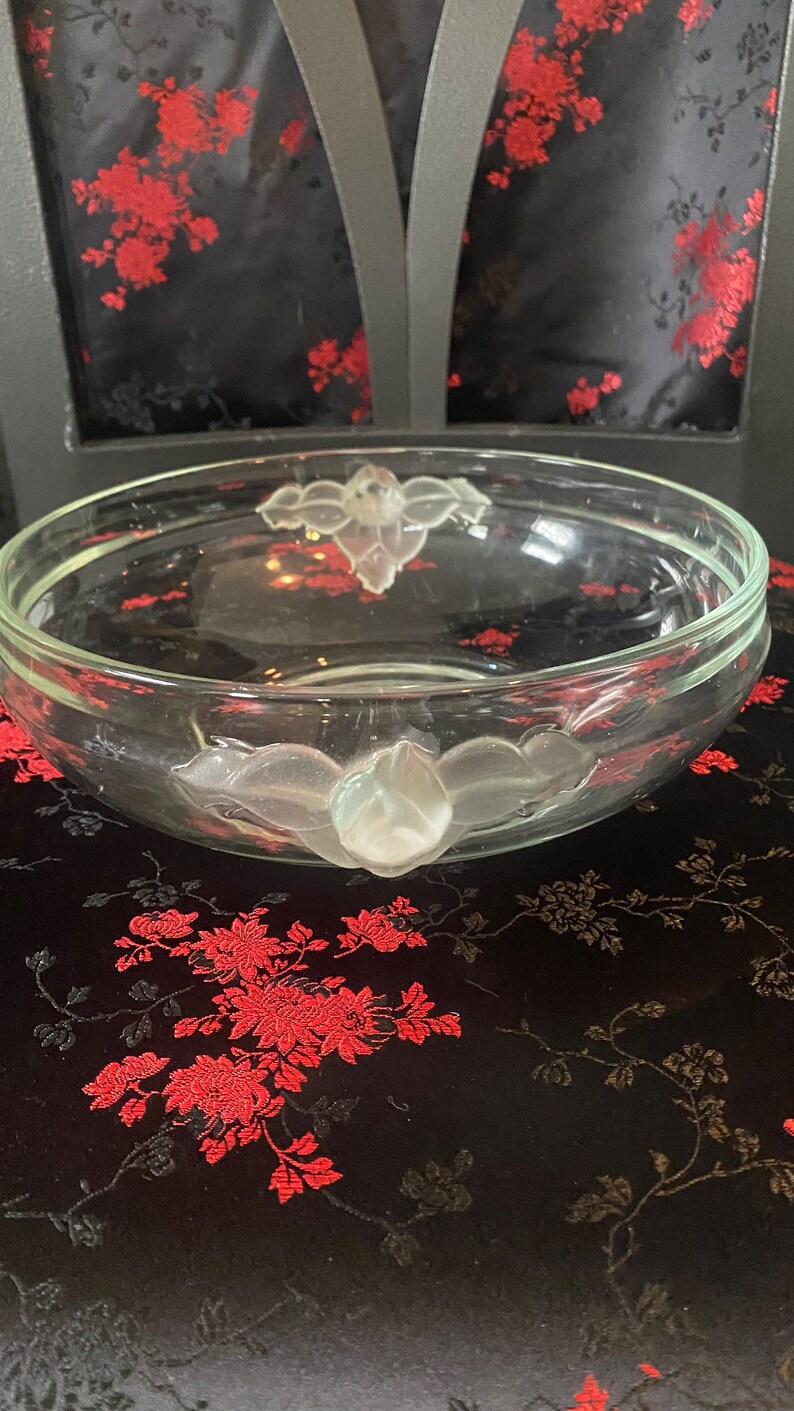 Vintage Mikasa Walther Crystal Bowl With Satin Rose Handles Etsy