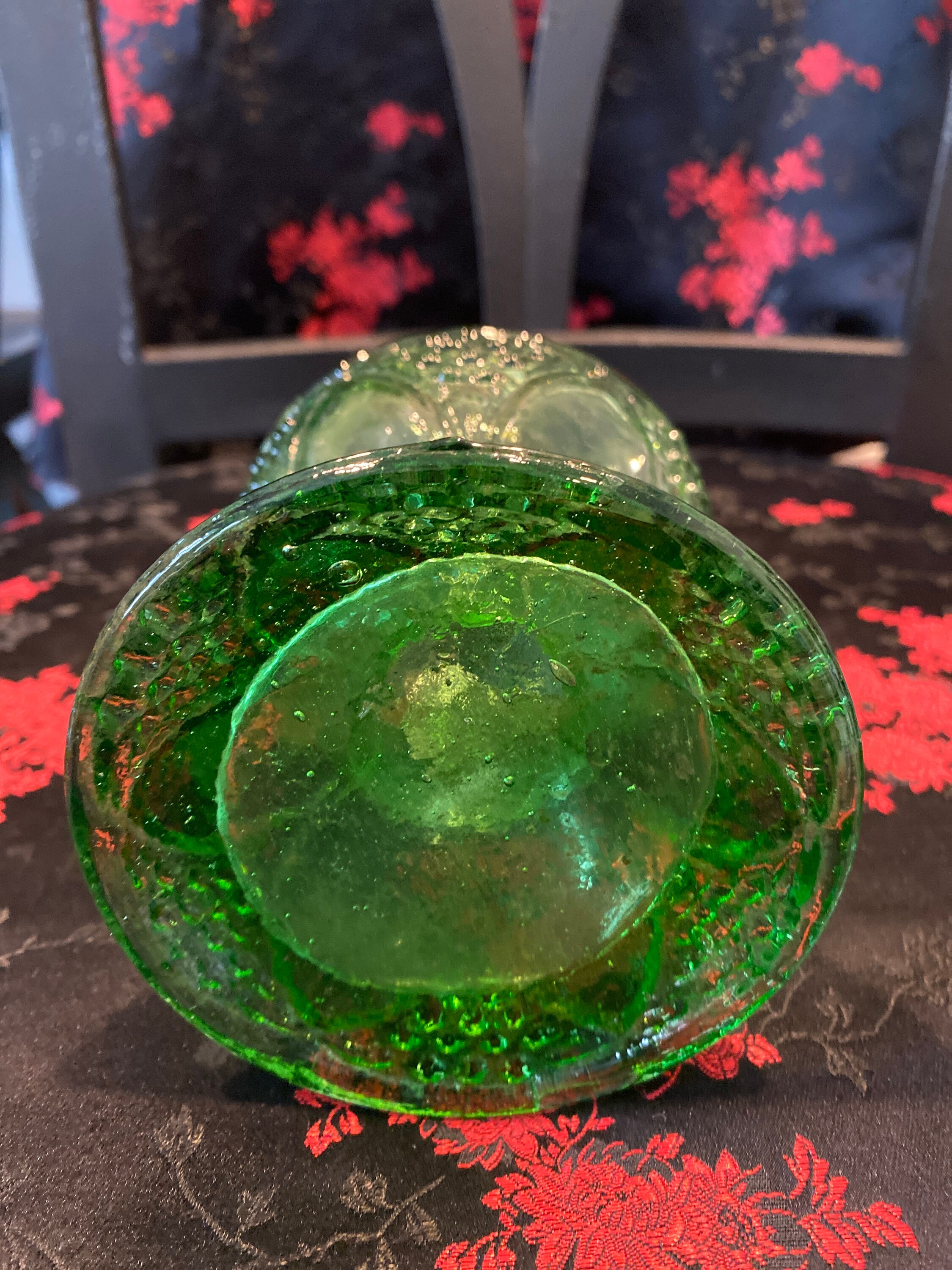 Vintage Hobnail Green Glass Oil Lamp No Wick Etsy